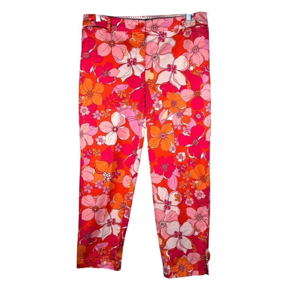 Talbots Tossed Flowers The Perfect Cropped Pant Size 10 Floral Tropical Summer